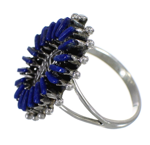 Genuine Sterling Silver Water Wave And Lapis Needlepoint Ring Size 5 YX89568
